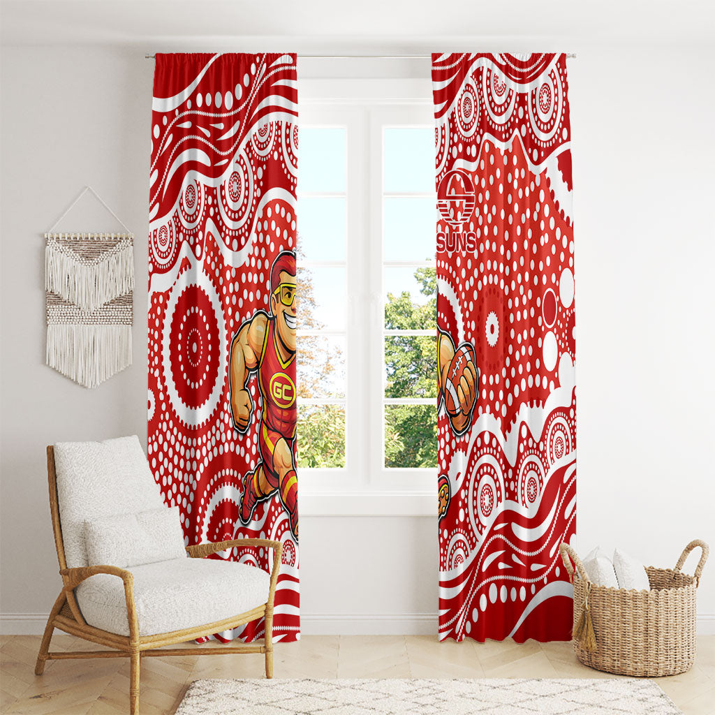 Gold Coast Suns Window Curtain Aboriginal Dot Pattern - Football Mascot Heritage Pride