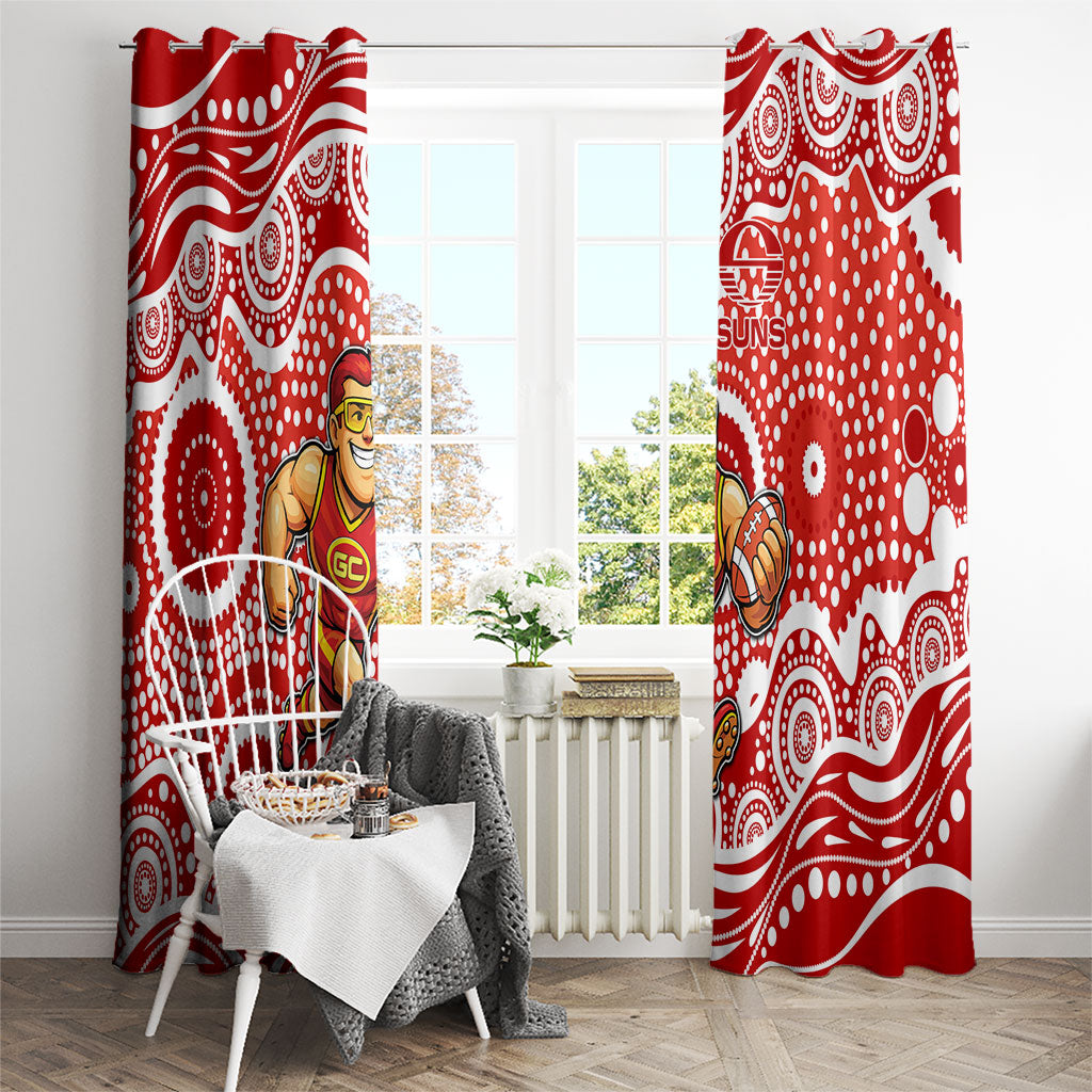 Gold Coast Suns Window Curtain Aboriginal Dot Pattern - Football Mascot Heritage Pride