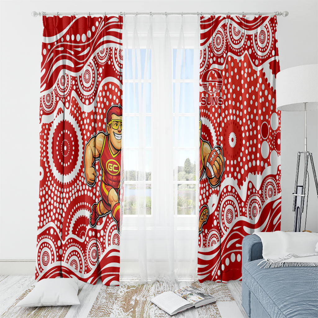 Gold Coast Suns Window Curtain Aboriginal Dot Pattern - Football Mascot Heritage Pride