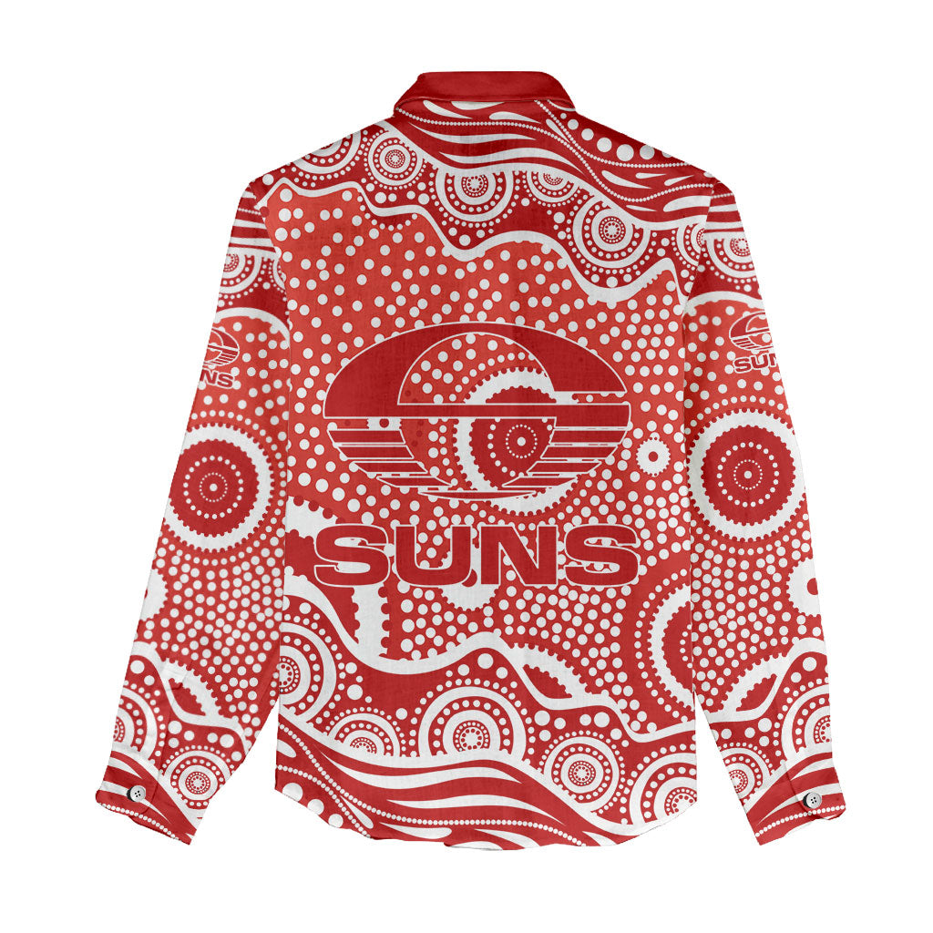 Gold Coast Suns Women Casual Shirt Aboriginal Dot Pattern - Football Mascot Heritage Pride