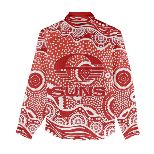 Gold Coast Suns Women Casual Shirt Aboriginal Dot Pattern - Football Mascot Heritage Pride