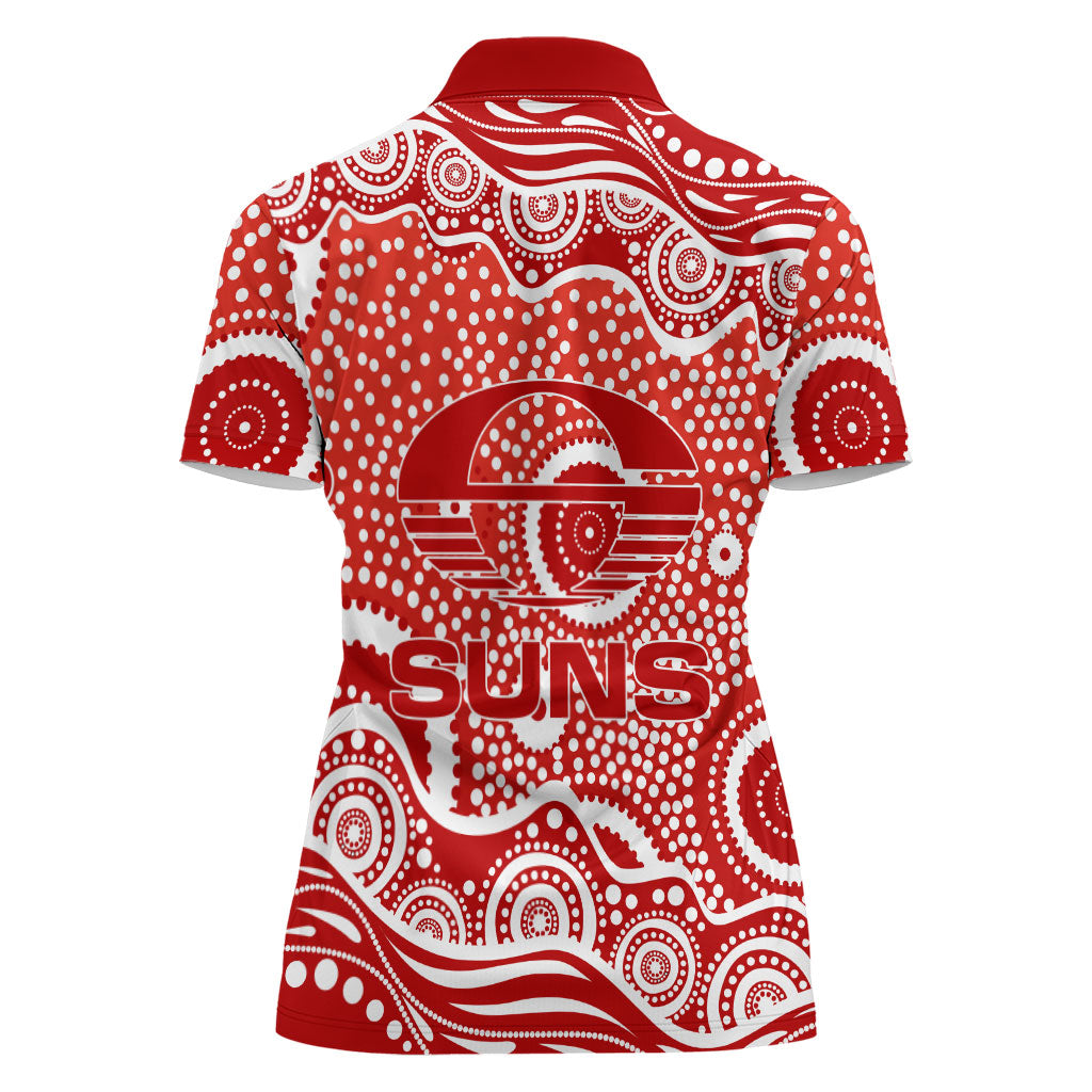 Gold Coast Suns Women Polo Shirt Aboriginal Dot Pattern - Football Mascot Heritage Pride