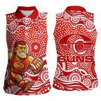 Gold Coast Suns Women Sleeveless Polo Shirt Aboriginal Dot Pattern - Football Mascot Heritage Pride