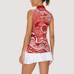 Gold Coast Suns Women Sleeveless Polo Shirt Aboriginal Dot Pattern - Football Mascot Heritage Pride