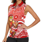 Gold Coast Suns Women Sleeveless Polo Shirt Aboriginal Dot Pattern - Football Mascot Heritage Pride