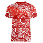Gold Coast Suns Women V-Neck T-Shirt Aboriginal Dot Pattern - Football Mascot Heritage Pride