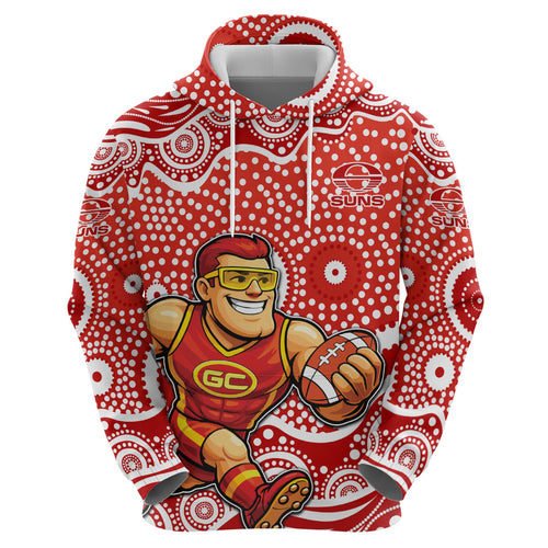 Gold Coast Suns Zip Hoodie Aboriginal Dot Pattern - Football Mascot Heritage Pride
