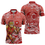 Gold Coast Suns Zipper Polo Shirt Aboriginal Dot Pattern - Football Mascot Heritage Pride