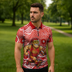 Gold Coast Suns Zipper Polo Shirt Aboriginal Dot Pattern - Football Mascot Heritage Pride