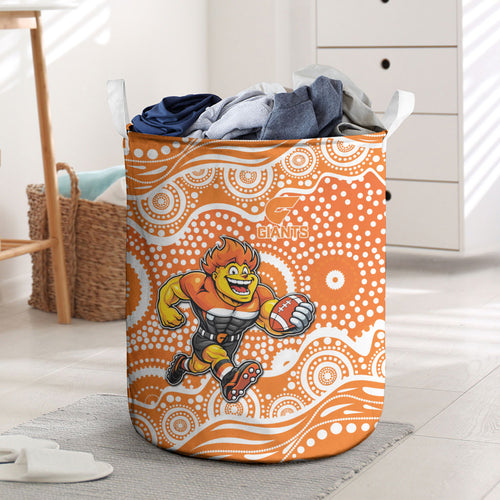 Greater Western Sydney Giants Laundry Basket Aboriginal Dot Pattern - Football Mascot Heritage Pride