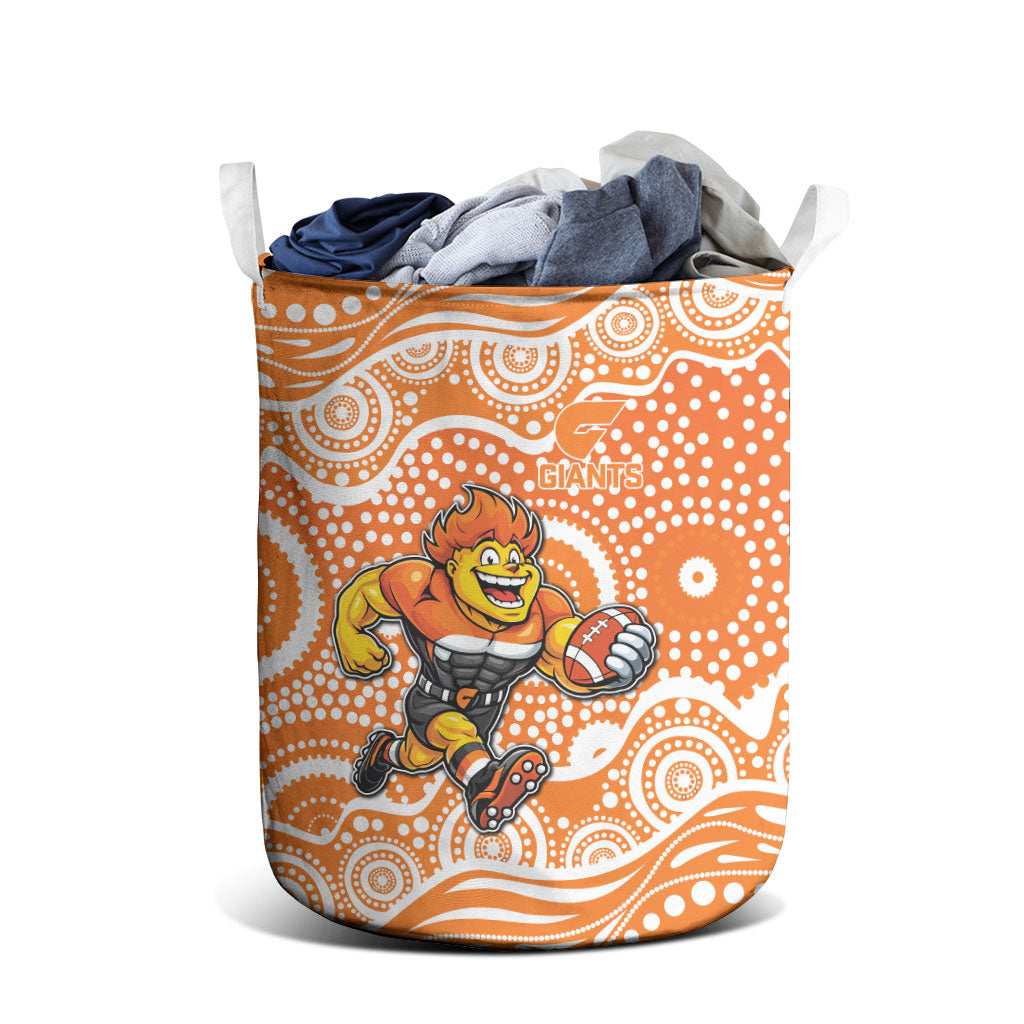 Greater Western Sydney Giants Laundry Basket Aboriginal Dot Pattern - Football Mascot Heritage Pride