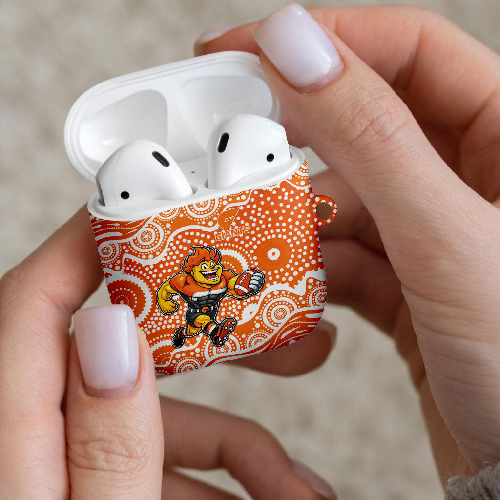 Greater Western Sydney Giants AirPods Case Aboriginal Dot Pattern - Football Mascot Heritage Pride