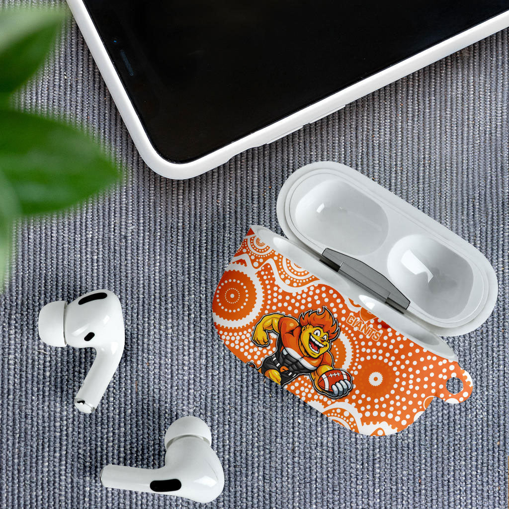Greater Western Sydney Giants AirPods Case Aboriginal Dot Pattern - Football Mascot Heritage Pride