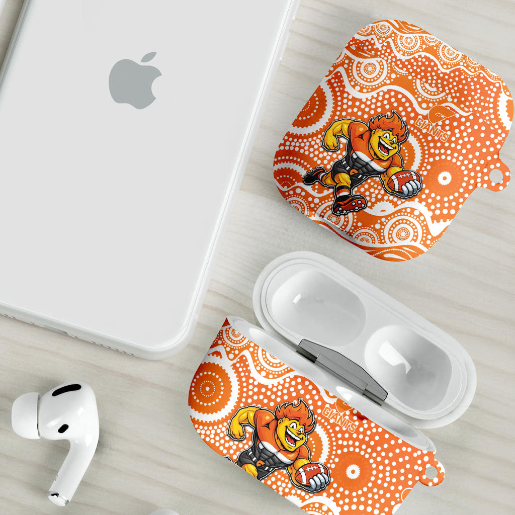 Greater Western Sydney Giants AirPods Case Aboriginal Dot Pattern - Football Mascot Heritage Pride