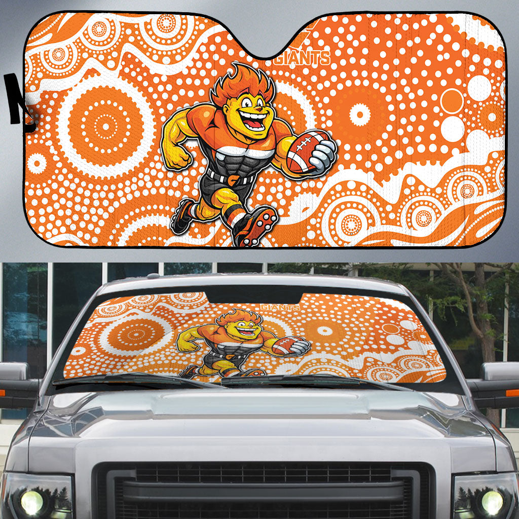 Greater Western Sydney Giants Auto Sun Shade Aboriginal Dot Pattern - Football Mascot Heritage Pride