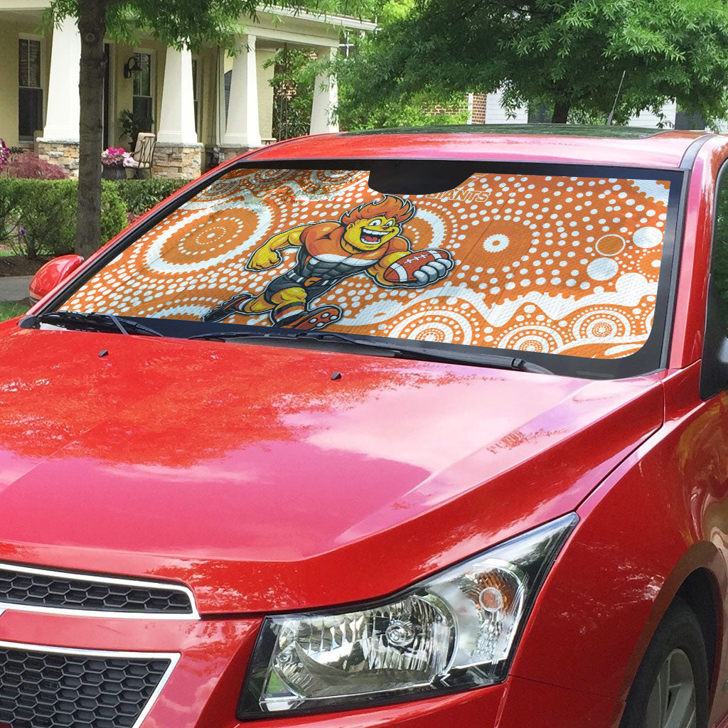 Greater Western Sydney Giants Auto Sun Shade Aboriginal Dot Pattern - Football Mascot Heritage Pride