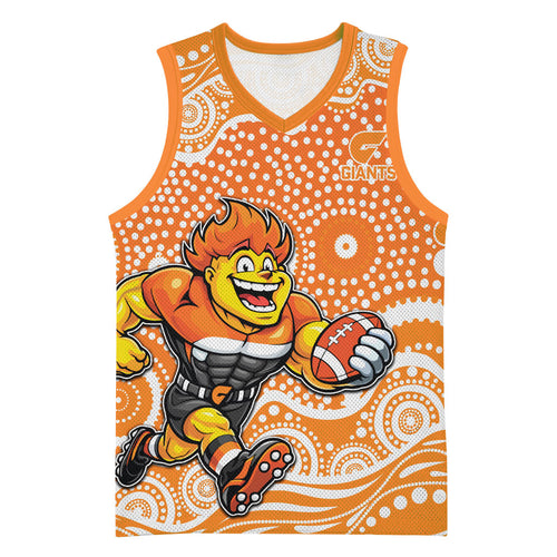 Greater Western Sydney Giants Basketball Jersey Aboriginal Dot Pattern - Football Mascot Heritage Pride
