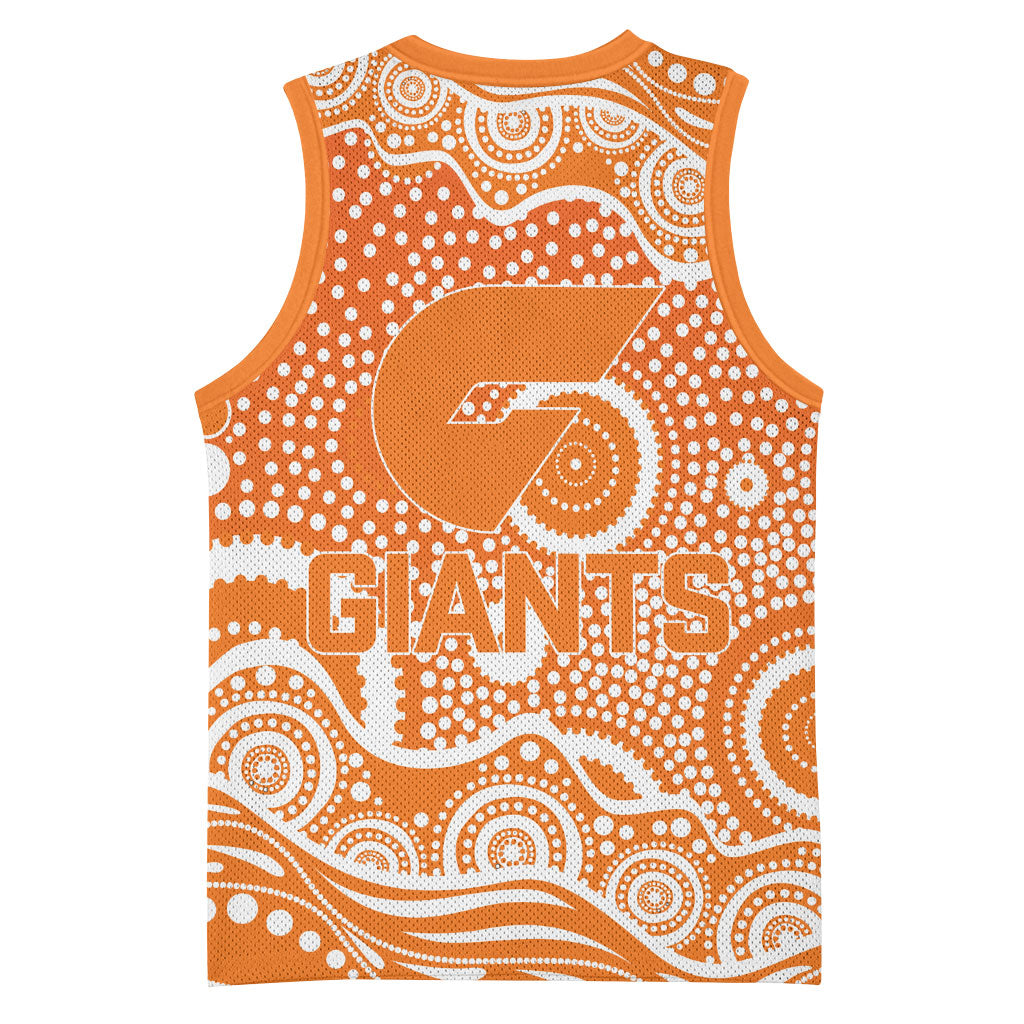 Greater Western Sydney Giants Basketball Jersey Aboriginal Dot Pattern - Football Mascot Heritage Pride