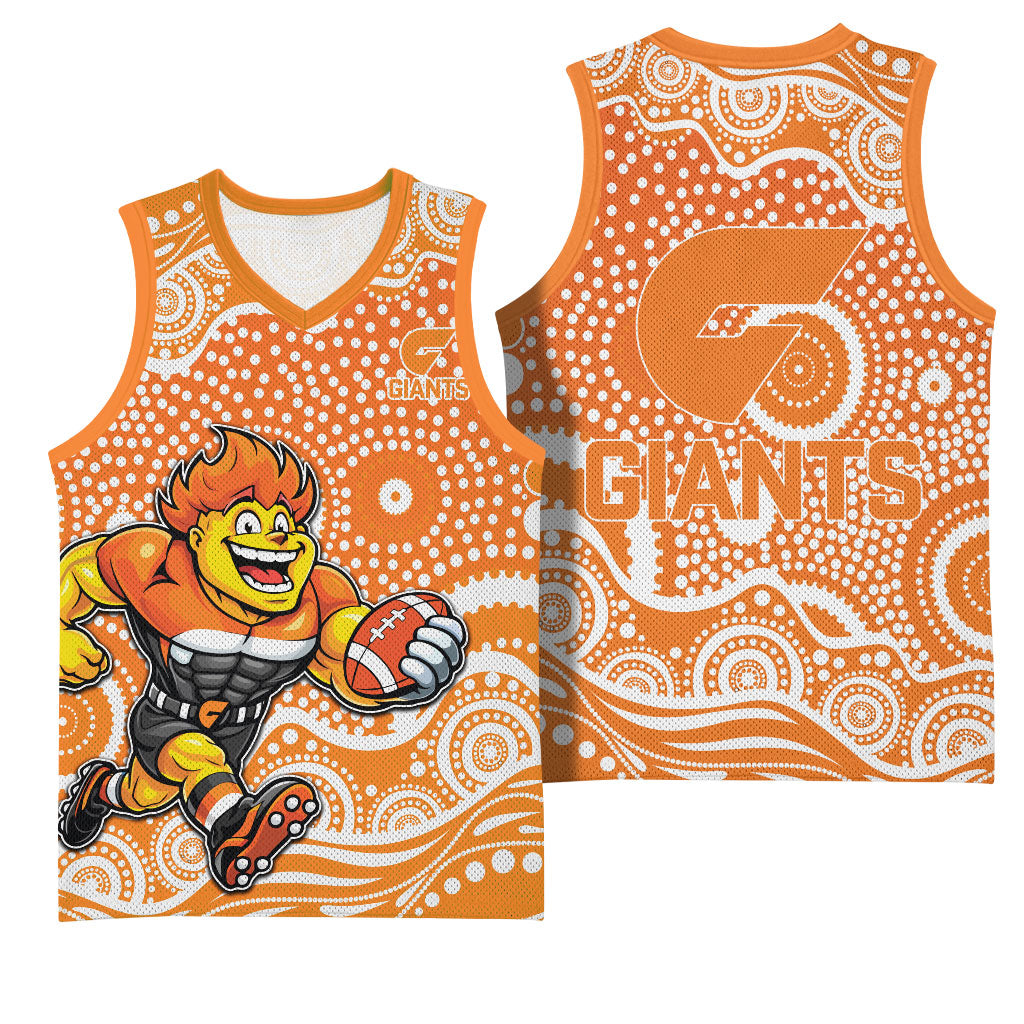 Greater Western Sydney Giants Basketball Jersey Aboriginal Dot Pattern - Football Mascot Heritage Pride