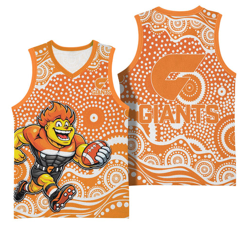 Greater Western Sydney Giants Basketball Jersey Aboriginal Dot Pattern - Football Mascot Heritage Pride