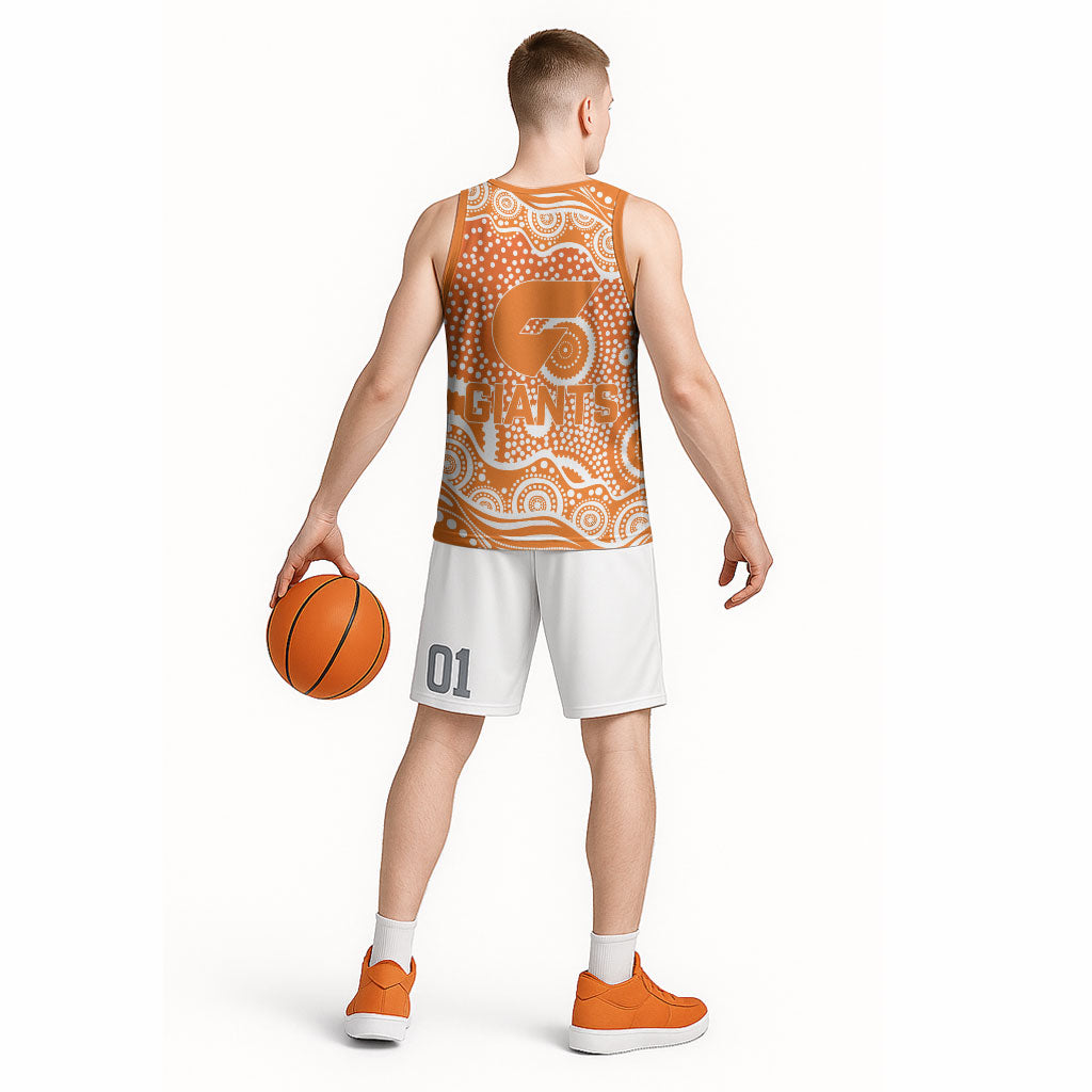 Greater Western Sydney Giants Basketball Jersey Aboriginal Dot Pattern - Football Mascot Heritage Pride