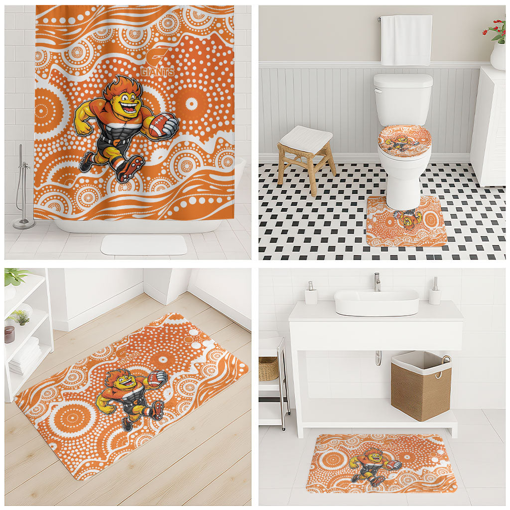 Greater Western Sydney Giants Bathroom Set Aboriginal Dot Pattern - Football Mascot Heritage Pride