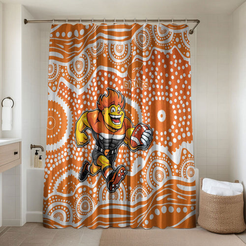 Greater Western Sydney Giants Bathroom Set Aboriginal Dot Pattern - Football Mascot Heritage Pride