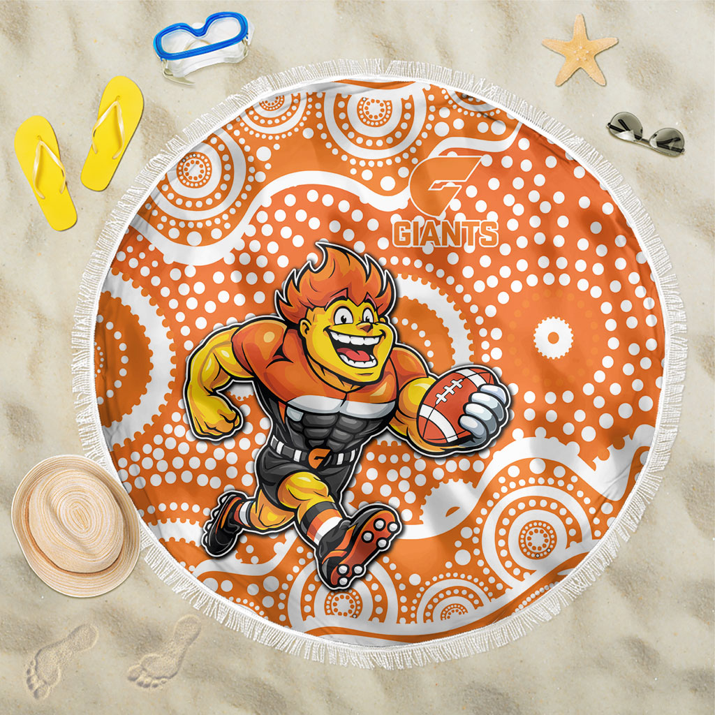 Greater Western Sydney Giants Beach Blanket Aboriginal Dot Pattern - Football Mascot Heritage Pride