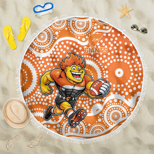 Greater Western Sydney Giants Beach Blanket Aboriginal Dot Pattern - Football Mascot Heritage Pride