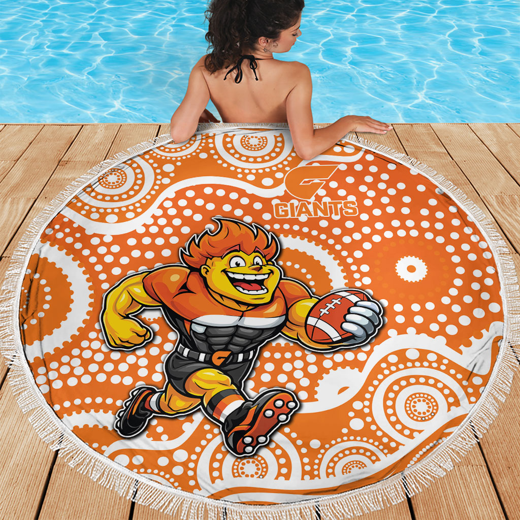 Greater Western Sydney Giants Beach Blanket Aboriginal Dot Pattern - Football Mascot Heritage Pride