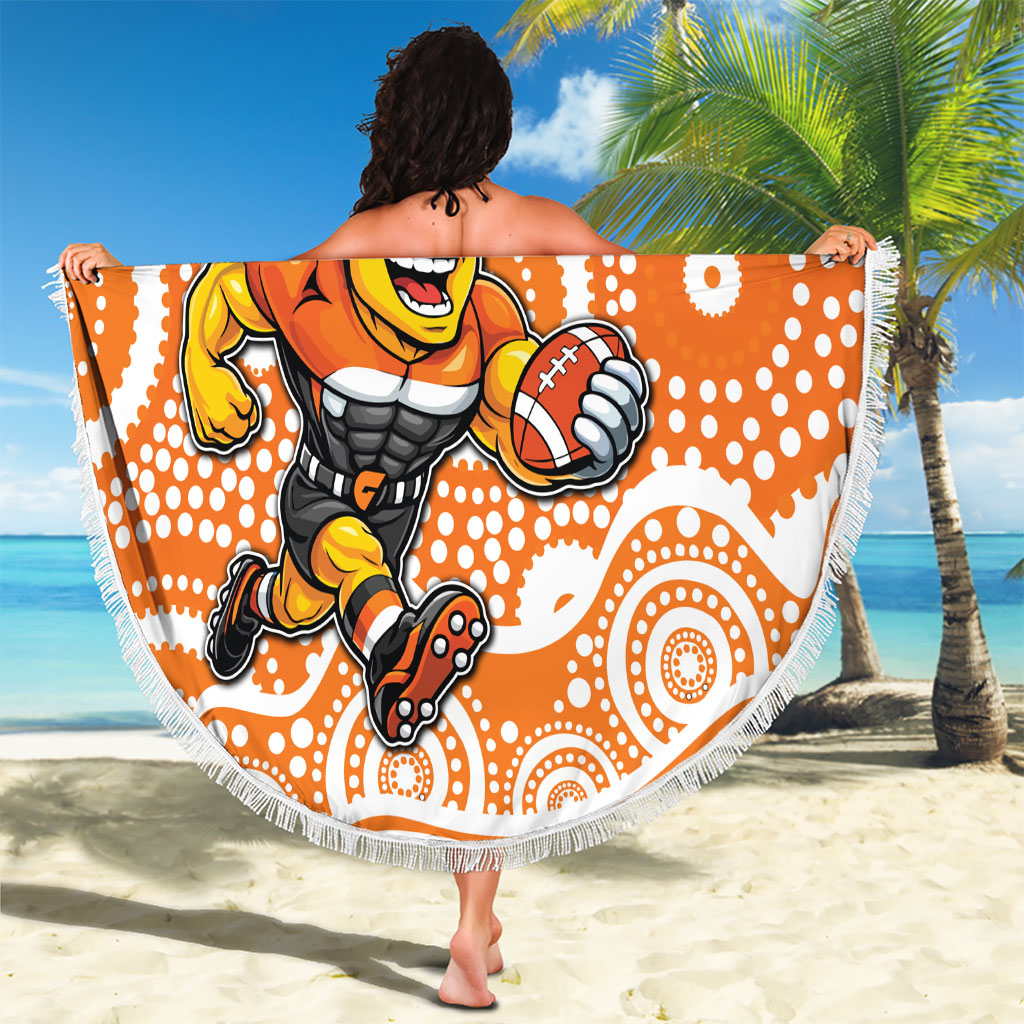 Greater Western Sydney Giants Beach Blanket Aboriginal Dot Pattern - Football Mascot Heritage Pride