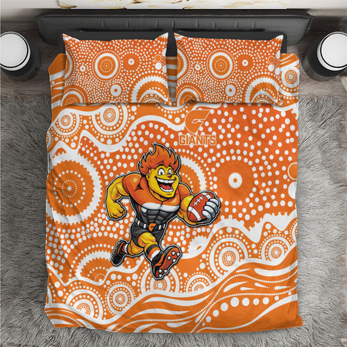 Greater Western Sydney Giants Bedding Set Aboriginal Dot Pattern - Football Mascot Heritage Pride