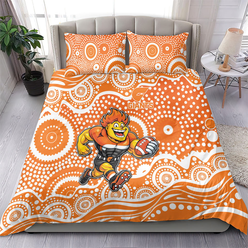 Greater Western Sydney Giants Bedding Set Aboriginal Dot Pattern - Football Mascot Heritage Pride