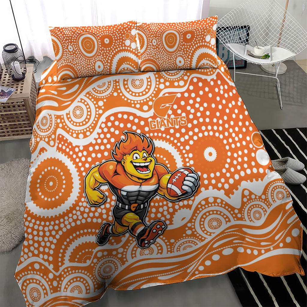 Greater Western Sydney Giants Bedding Set Aboriginal Dot Pattern - Football Mascot Heritage Pride