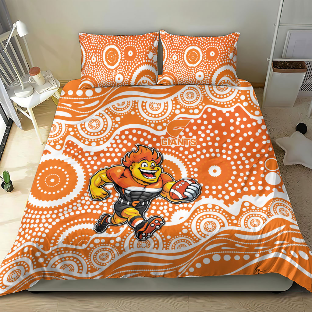 Greater Western Sydney Giants Bedding Set Aboriginal Dot Pattern - Football Mascot Heritage Pride