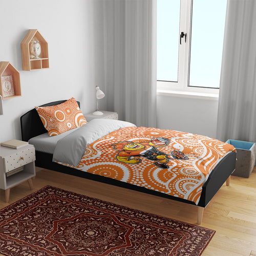 Greater Western Sydney Giants Bedding Set Aboriginal Dot Pattern - Football Mascot Heritage Pride