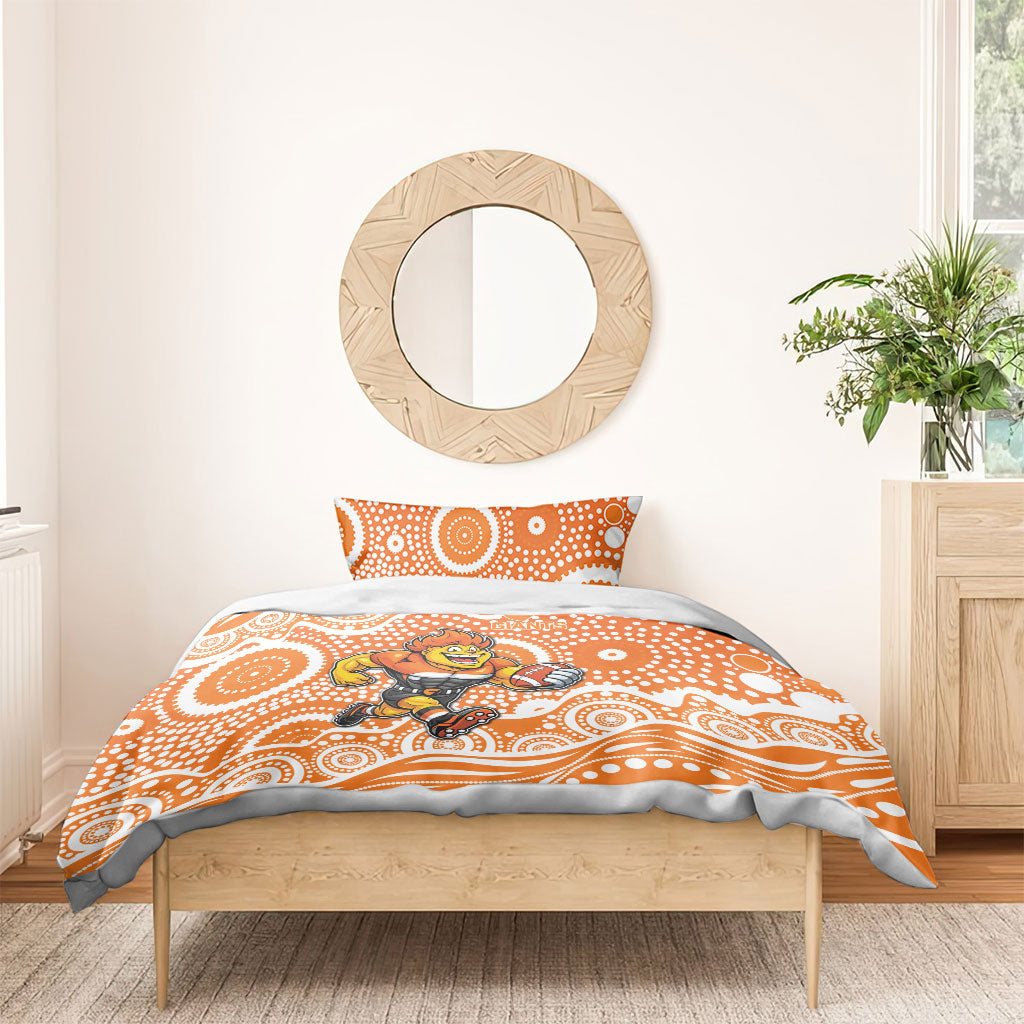 Greater Western Sydney Giants Bedding Set Aboriginal Dot Pattern - Football Mascot Heritage Pride