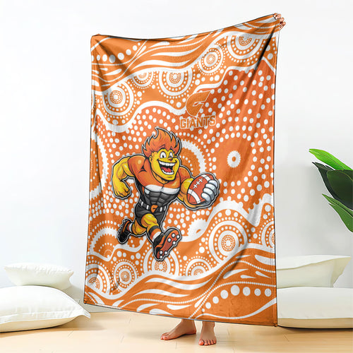 Greater Western Sydney Giants Blanket Aboriginal Dot Pattern - Football Mascot Heritage Pride