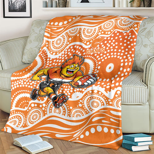 Greater Western Sydney Giants Blanket Aboriginal Dot Pattern - Football Mascot Heritage Pride