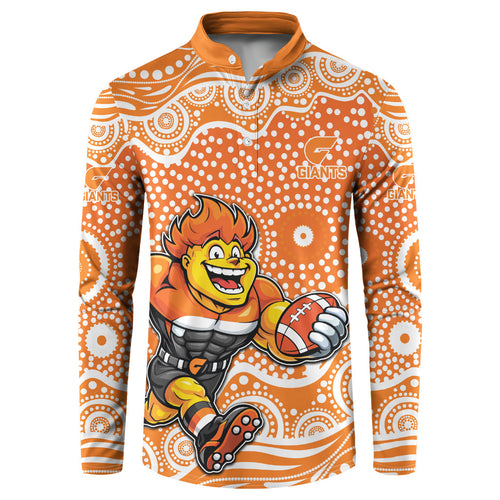 Greater Western Sydney Giants Button Sweatshirt Aboriginal Dot Pattern - Football Mascot Heritage Pride