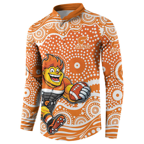 Greater Western Sydney Giants Button Sweatshirt Aboriginal Dot Pattern - Football Mascot Heritage Pride