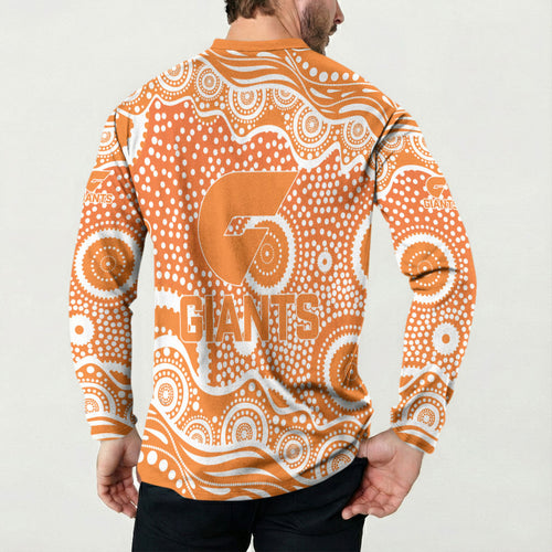 Greater Western Sydney Giants Button Sweatshirt Aboriginal Dot Pattern - Football Mascot Heritage Pride