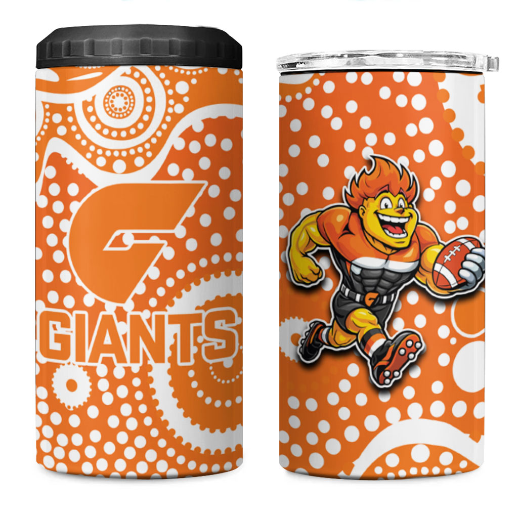Greater Western Sydney Giants 4 in 1 Can Cooler Tumbler Aboriginal Dot Pattern - Football Mascot Heritage Pride