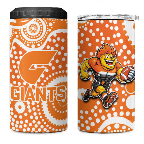Greater Western Sydney Giants 4 in 1 Can Cooler Tumbler Aboriginal Dot Pattern - Football Mascot Heritage Pride