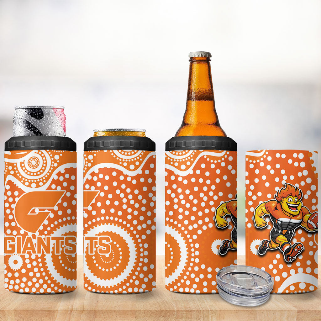 Greater Western Sydney Giants 4 in 1 Can Cooler Tumbler Aboriginal Dot Pattern - Football Mascot Heritage Pride