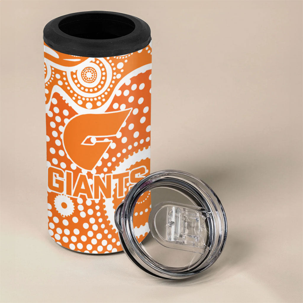 Greater Western Sydney Giants 4 in 1 Can Cooler Tumbler Aboriginal Dot Pattern - Football Mascot Heritage Pride