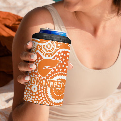 Greater Western Sydney Giants 4 in 1 Can Cooler Tumbler Aboriginal Dot Pattern - Football Mascot Heritage Pride