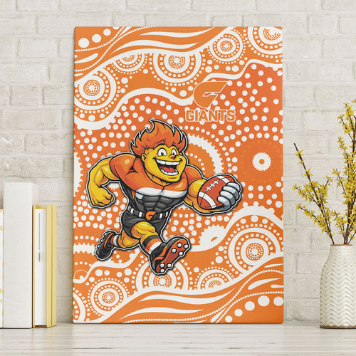 Greater Western Sydney Giants Canvas Wall Art Aboriginal Dot Pattern - Football Mascot Heritage Pride
