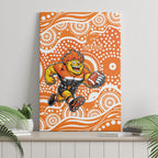 Greater Western Sydney Giants Canvas Wall Art Aboriginal Dot Pattern - Football Mascot Heritage Pride
