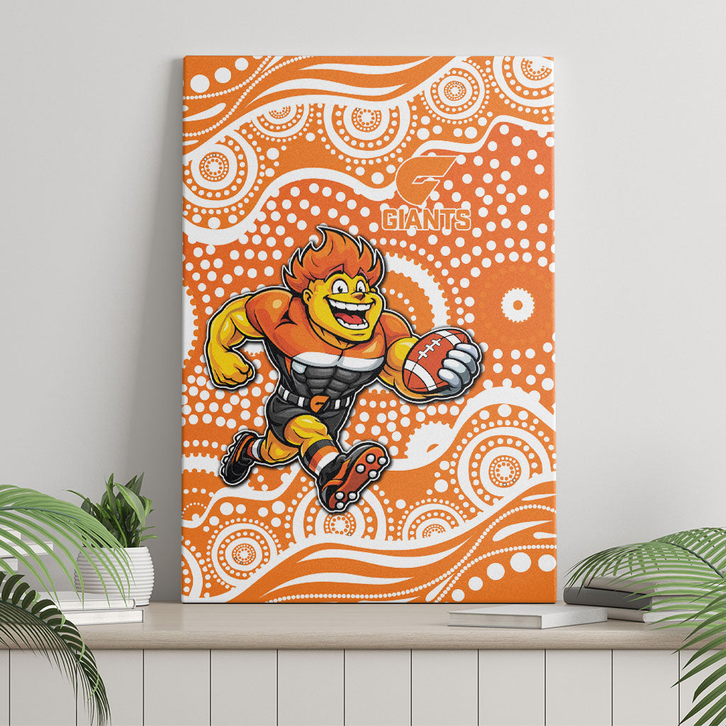 Greater Western Sydney Giants Canvas Wall Art Aboriginal Dot Pattern - Football Mascot Heritage Pride
